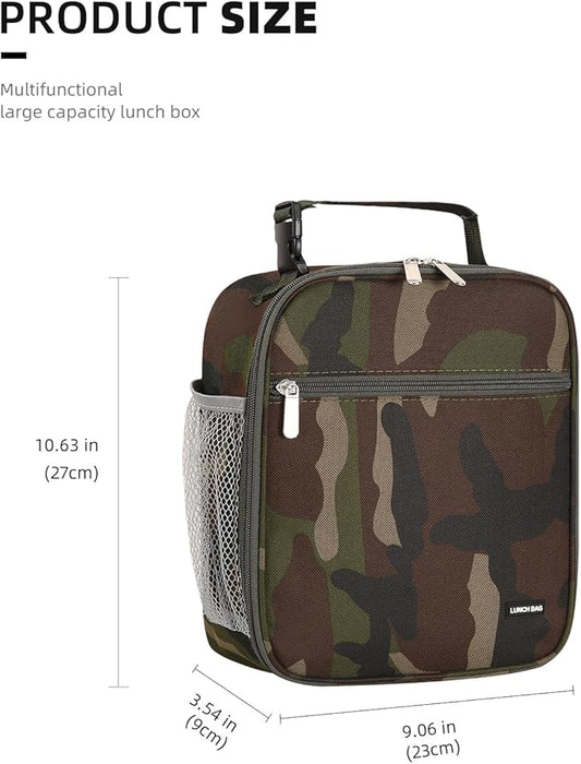 Lunch box Lunch bag for men women Insulated Lunchbox Lunch bags for Work Picnic Travel (Green camo)