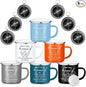 Gejoy 6 Set Thank You Gifts Gifts Camping Bulk Compass with 12 oz Enamel Coffee Mugs Appreciation Gifts Inspirational Quote Boating Hiking for Coworkers Students