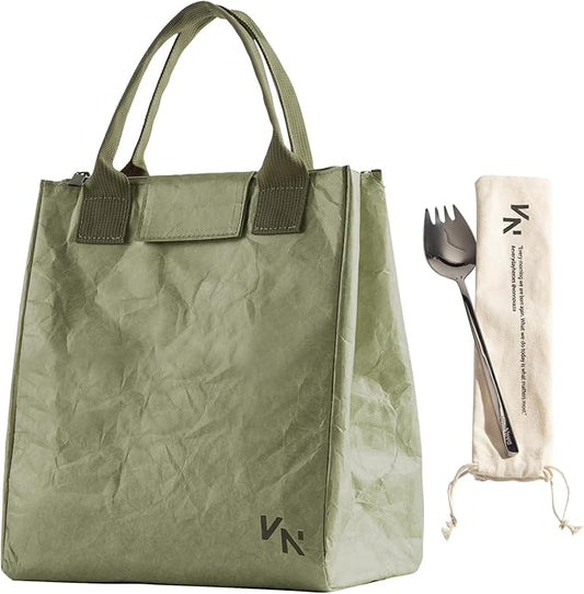 VonNova Insulated Lunch Box for Women, 7L Capacity, Leakproof Lunch Tote Bag, Durable Lunchbox made from Tyvek Material, Adult Cooler Bag for Work, Picnic, Travel and more (Olive Green)