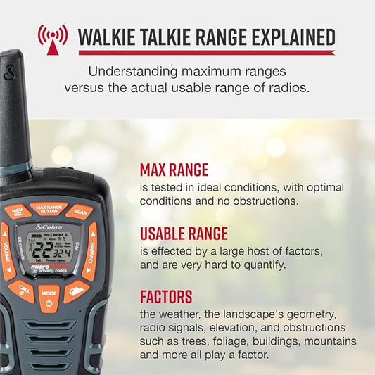 Cobra ACXT545 Walkie Talkies - Rechargeable, Long Range 28-Mile Two Way Radio Set with VOX ( 2 Pack )