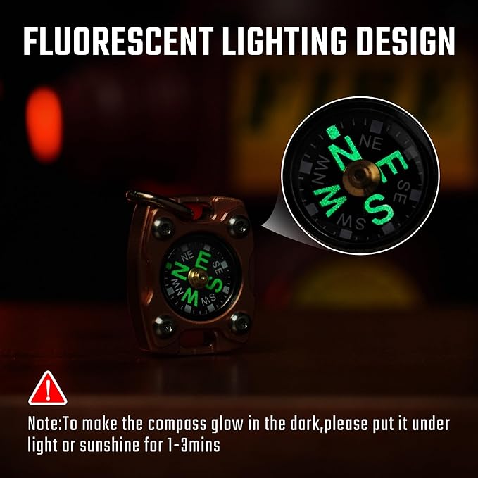 MecArmy CMP/CMP2 Mini Compass- Meaningful Graduation Birthday Gifts for Men Women, EDC Titanium/Brass/Copper Pocket Compass for Hiking SurvivaI, IPX5 Waterproof, Glow in The Dark, Necklace Pendant