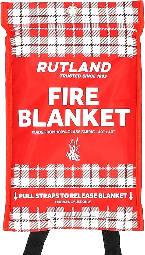 Rutland Fire Blanket for Home and Kitchen Emergency - 1 Pack, 40" x 40" - Fiberglass Fire Suppression Blanket Safety for Grilling, Camping and Boats (1)