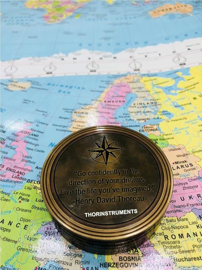 Go Confidently in The Direction of Your Dreams 18th Century Sundial Compass Rustic Vintage Home Decor Gifts