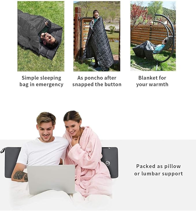 KingCamp Down Camping Blanket - Packable Lightweight Travel Blanket for Stadium, Camping, Backpacking, Compact & Water Resistant & Warm Airplane Quilt