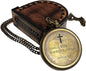 Brass Compass Unique Print 'GOD is with Yout' Engraved Compass with Leather Case and Chain A Great Gift Item for Your Loved Ones