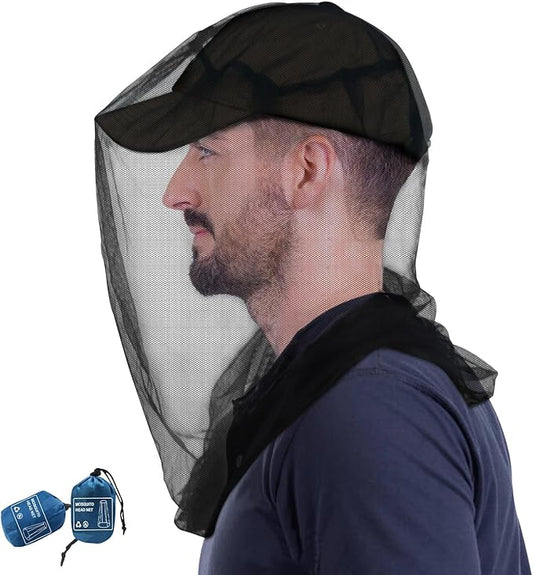 South to East Premium Mosquito Head Net for Insect, 2 Pack, Fly & Bug Protection | Ultra Large & Long, Extra Fine Holes for Camping, Hiking, Finshing, Gardening, Safari, Fits All Hats for Men & Women