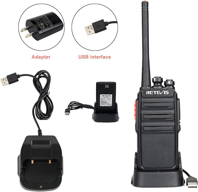 Retevis H-777S Two Way Radios Rechargeable, Walkie Talkies Long Range, 2 Way Radio, VOX Handsfree, Durable, for Worker Office Camping Hiking(4 Pack)