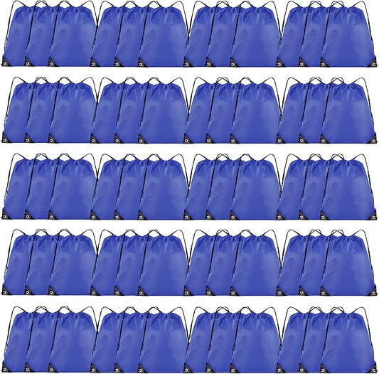60 Pieces Drawstring Backpack Bulk Cinch Sackpack Ployster Drawstring Bags for Gym Party Trip(Navy Blue)