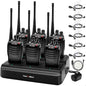 Walkie Talkies Rechargeable Two-Way Radios: MaxTalker Walkie Talkie Earpiece with Mic, Portable UHF Radio with 6 Way Multi Unit Charger, 6 Pack Long Range Walkie Talkies for Adults Team Management