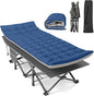 Suteck Camping Cot, 32In XXL Folding Camping Cot Heavy Duty Sleeping Bed for Adults 1200D Double Layer Oxford Cots for Camping W/Pilllow Cushion Carry Bag for Home Office Nap Beach Travel