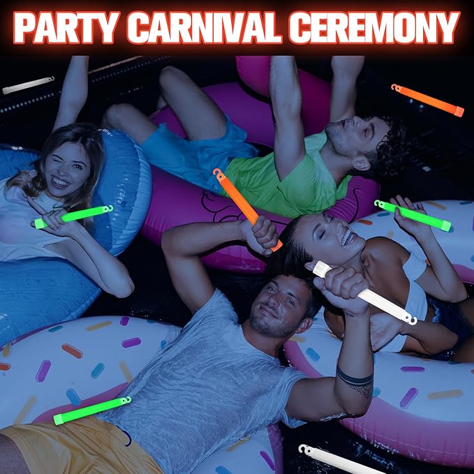 Sotiff 96 Pcs 6 Inch Large Bright Glow Sticks Light Sticks Halloween Favors Emergency Chem Sticks Cheer Stick for Party Activities Birthday Wedding Concerts Halloween Decor