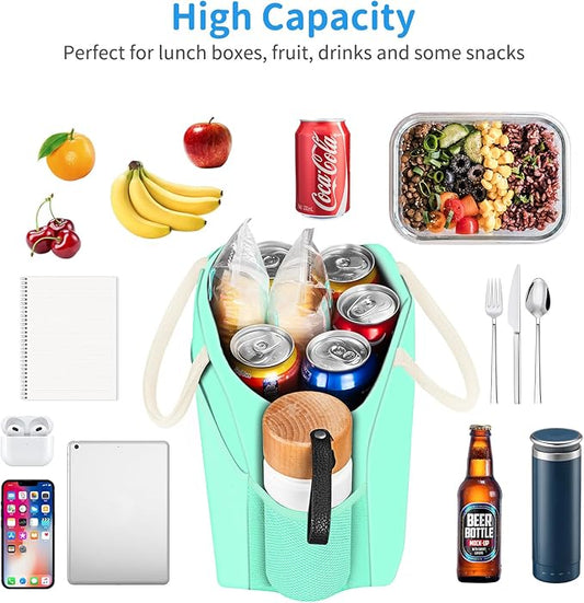 Lunch Bag Women, Lunch Box for Women Men Reusable Insulated Lunch Tote Bag,Food Handbags Case High Capacity for Travel Work Picnic Beach,Mint Green