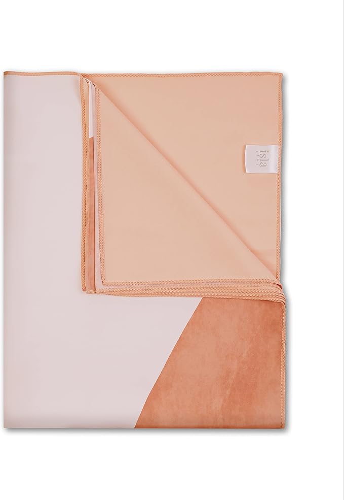 Microfiber Towel - for Beach, Yoga, Sports, Camping, Travel - Quick Dry, Reversible, Non-Slip, Sweat Absorbent, Oversize Comes with a Travel Bag - 72x30 Inch Towel (Peach Bubbles)