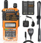 Baofeng GMRS-9R GMRS Radio Waterproof IP67 5W Rechargeable Two Way Radio for Adults,NOAA Scanning&Receiving,GMRS Repeater Capable with Extra Tactical Antenna,2800mAh Battery,Speaker Mic Orange