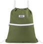 WANDF Drawstring Backpack String Bag Sackpack Cinch Water Resistant Nylon for Sport Yoga Gym Shopping (Dark Green)