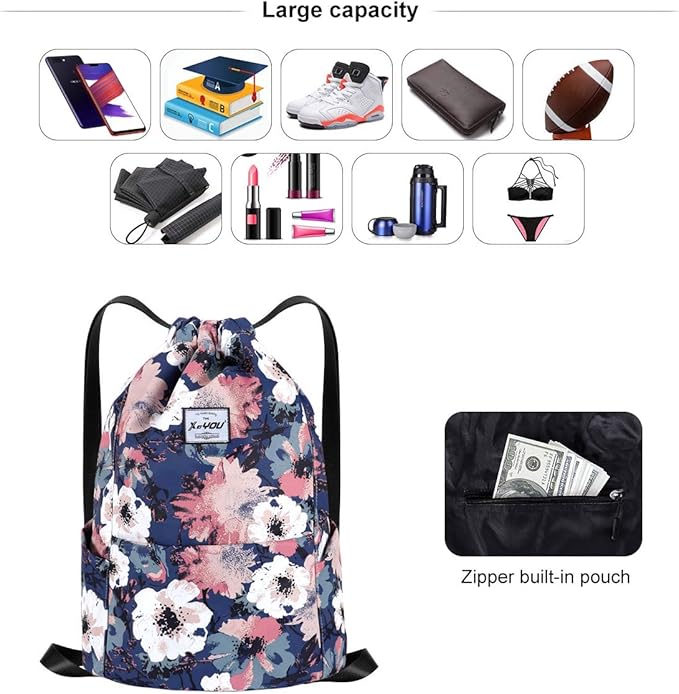 XEYOU Drawstring Sports Backpack Lightweight Gym Yoga Sackpack Shoulder Rucksack Casual Outdoor Daypack for Women and Men