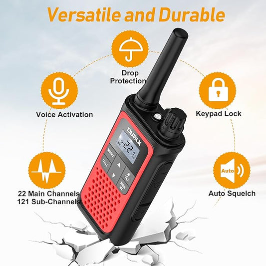 Walkie Talkies Long Range for Adults - Rechargeable Walkie Talkies 2 Way Radios 22 FRS Channels with 1800mAh Li-ion Battery, NOAA Weather Radio, VOX, LED Flashlight for Camping Hiking Cruises (3 Pack)