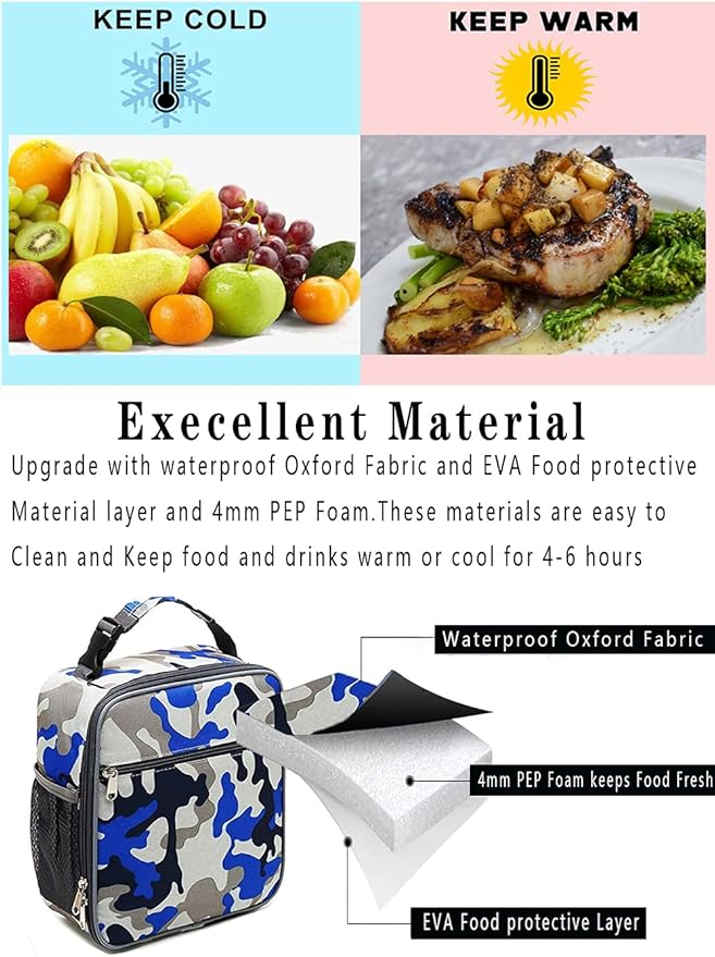 Lunch Box for Men - Reusable Lunch Bag Men Adult Women- Insulated Small LunchBox (Camouflage)