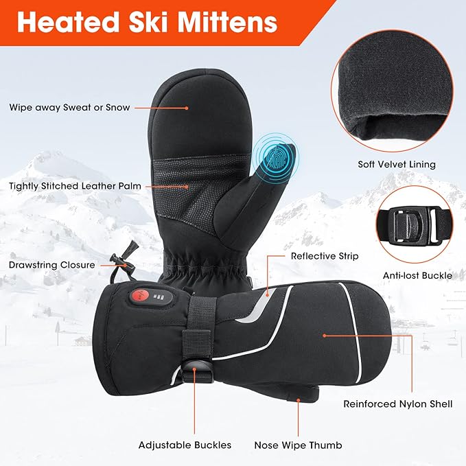 SAVIOR HEAT Heated Gloves for Women Men Rechargeable Electric Heated Ski Gloves with Touchscreen for Cold Weather