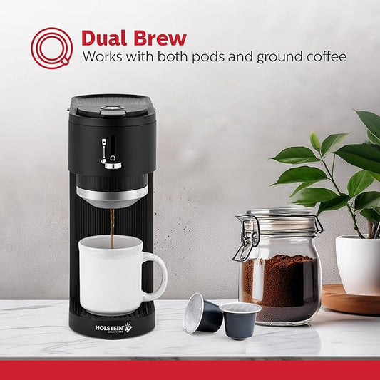 Holstein Housewares Coffee Maker Machines (Black, 1 Cup)