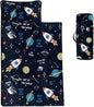 Space Nap Mat - Space Ship Galaxy Sleeping Bag with Removable Pillow - Daycare and Sleepovers Preschool Kindergarten Bedding Set for Kids Toddler Boys Girls