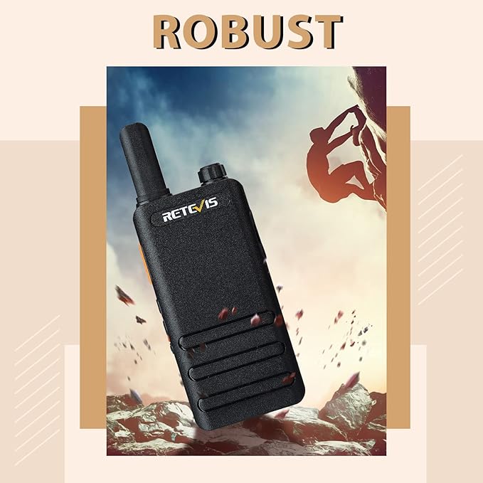 Retevis RT22P Walkie Talkie with Earpiece, New Version of RT22(2.0), Handheld 2 Way Radio Rechargeable 1620mAh, USB-C, VOX, Ultra-Thin Walkie Talkies Mini for Outdoor Camping Skiing Gift(2 Pack)