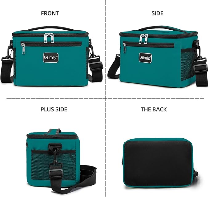 BEIMILY Lunch Box for Men/Women,Small Insulated Lunch Bag,Reusable LunchBox for work Picnic Beach,Leakproof Soft Cooler Tote Bag Organizer with Adjustable Shoulder Strap for Adults (Dark teal)