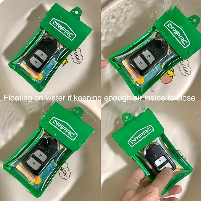 DRIPAC Waterproof Car Key FOB Case Waterproof Wallet Waterproof Holder Pouch For Key ID Badge Credit Card Money（Green）