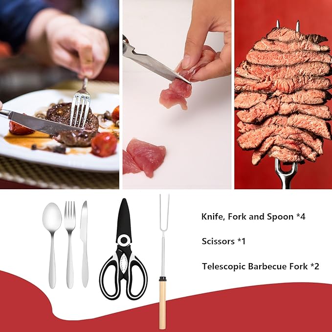 Camping Cooking Utensils Set - Camping Kitchen Equipment, Compact and Portable Camper Accessories, Perfect for Travel, Picnic, RV, Camping, BBQ, Party