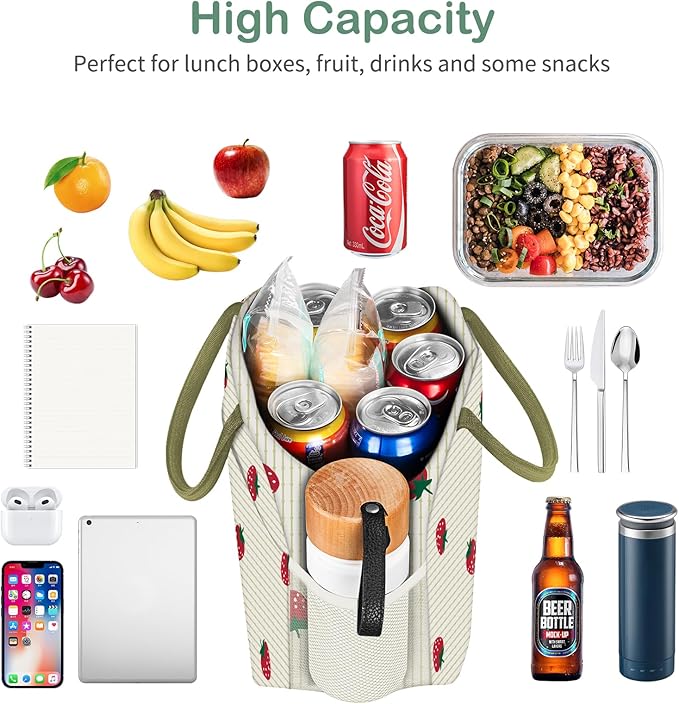 Lunch Bag Lunch Box for Women Men Reusable Insulated Lunch Tote Bag, Handbags Case High Capacity for Travel Work Picnic
