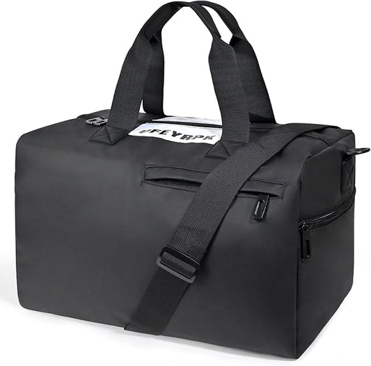 Lightweight Gym Bag for Man Women,Water Resistant Duffle Bag for Travel with Wet Pocket,Wear-resistant Weekender Overnight Duffel Bag,Travel Bag Easy to Clean Tote bag for women(Black)