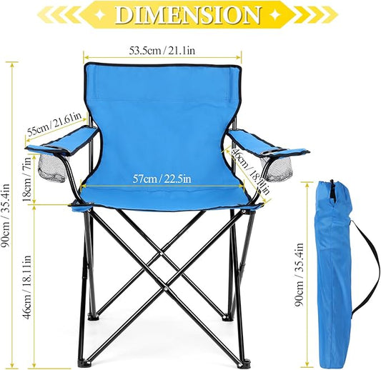 HaSteeL Folding Camping Chair & Carrying Bag, Foldable Camp Chair with Cup Holders for Adults, Portable for Lawn, Outdoors, Fishing, Hiking, Travel, Picnic, Beach, Oversized & Supports 275lbs (Blue)