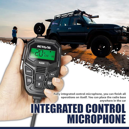 Retevis RA86 GMRS Mobile Radio, 20 Watt GMRS Radio with Antenna, NOAA 30 Channel GMRS Repeater, Easy to Install with Full Hardware, Mobile GMRS Two Way Radio, for Offroad Jeep