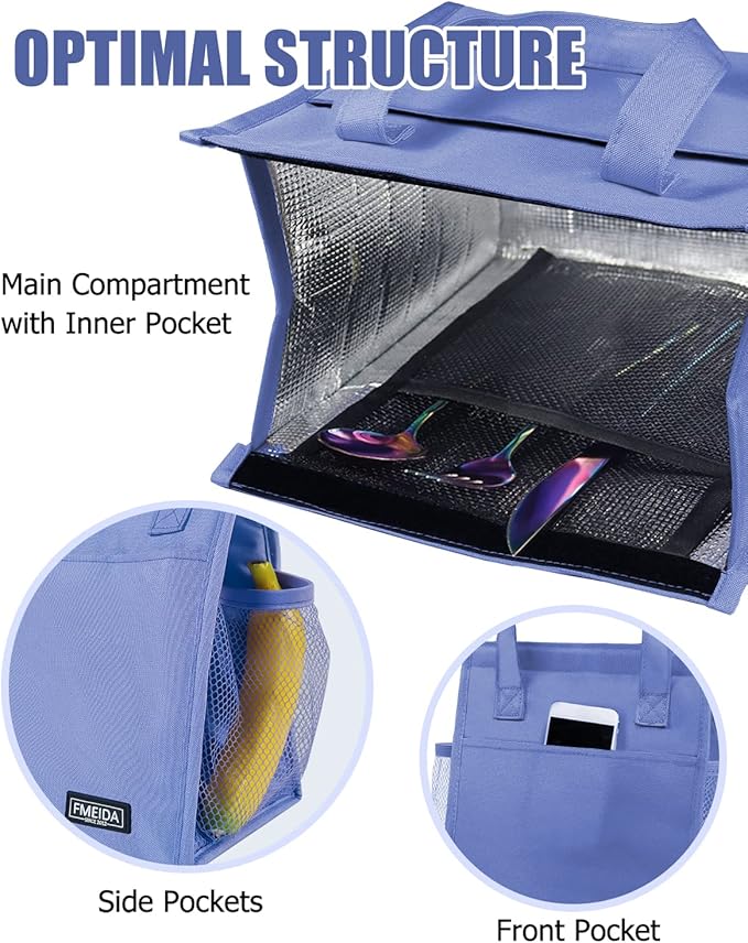 Fmeida Insulated Lunch Bag Women - Small Lunch Bags for Adults Reusable Lunch Tote Bag Lunch Box Thermal Snacks Organizer for Women Work Office Picnic Hiking Beach Outdoor - Purple