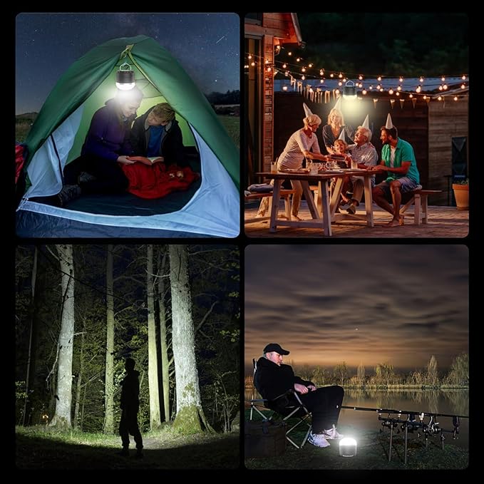 LED Rechargeable Camping Lantern 1000LM, Portable Camping Tent Light with 3 Color Lights, Magnetic Base, 4000mAh Hanging Lights for Camping, Home, Emergency, Hurricane, and Power Outages
