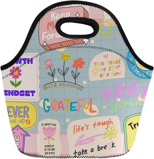 Neoprene Lunch Bags Thermal Insulated Lunch Tote Bag Reusable Washable Neoprene Picnic Bag for Women Men