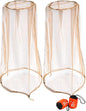 Wohohoho Mosquito Mesh Head Net with Drawstring, Face Netting for Hats & Men/Women - Beekeeper Net Mask Protection for Midge, Bugs & Gnats (2 Packs, Khaki) BIG NET