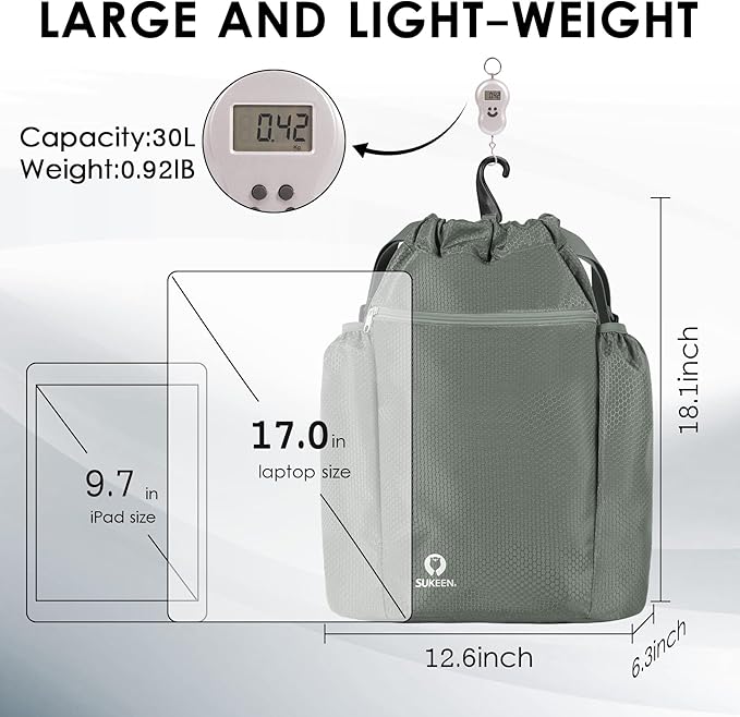 Sukeen Drawstring Backpack Swim Bag Lightweight String Backpack for Beach Pickleball Swimming Pool Gym Workout Gear Sport