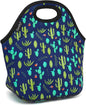 FlowFly Neoprene Lunch Tote Insulated Thermal Reusable Lunch Bag Box for Boys Men with Zipper (Cactus)