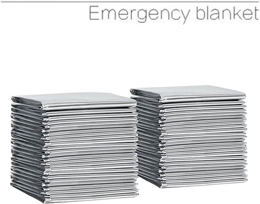 First Aid Mylar Rescue Blanket，Emergency Blankets for Survival Gear and Equipment，Designed for Outdoor, Body Warmer Blanket,Space, Camping Gear, Hiking Travel(Silver, 12 Pack)