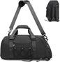 Unisex Travel Duffle Bag for Men Women, Waterproof Gym Bag with Shoe Compartment & Football Compartment, 32L Carry on Bag for Sports & Fitness, Black