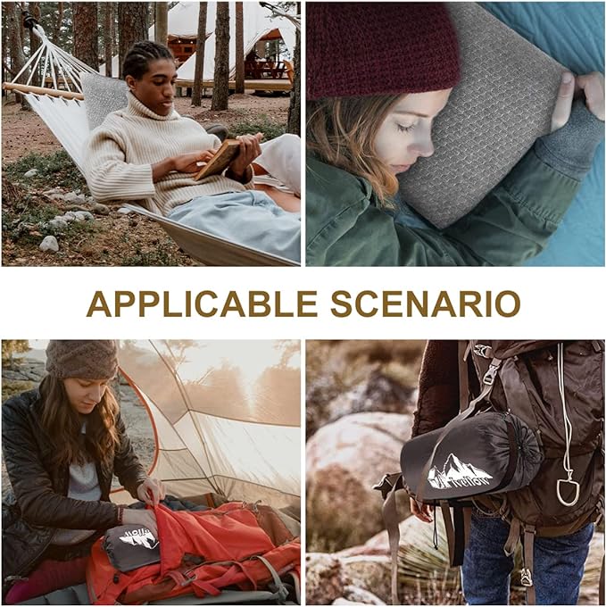 Ivellow Travel Pillow Compressible Camping Pillow for Sleeping Shredded Memory Foam Pillow Compact Firm Supportive Pillow for Adults Kids Outdoor Backpacking Hiking Essential Gear