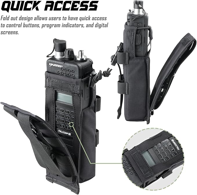 Tactical Radio Holster, Molle Radio Pouch Radio Holder of Single-Handed Operation for Duty Belt Vest Compatible with PRC 152/148 Mainstream Military Intercom Models