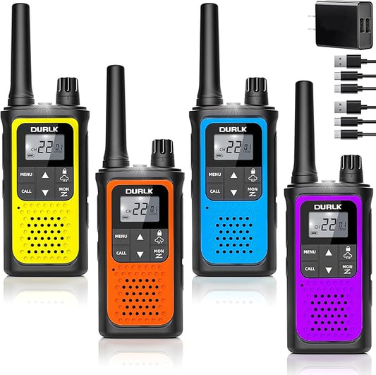 Walkie Talkies Long Range for Adults - Rechargeable Walkie Talkies Two Way Radios 22 FRS Channels, NOAA Weather Alerts, 1800mAh Li-ion Battery, LED Flashlight, VOX for Hiking Camping Cruise (4 Pack)