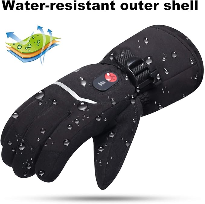 day wolf Upgraded Heated Gloves for Men Women, Waterproof and Touch Screen 7.4V 2200mAh Rechargeable Electric Gloves Hand Warmer for Skiing, Snowboarding, Skating, Camping Hiking Running