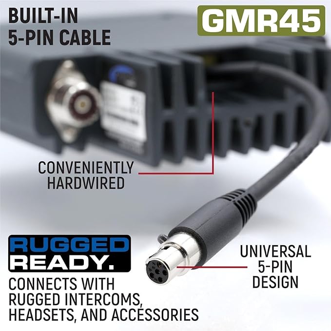 Rugged Radios GMRS 45 Watt Long Range Two Way Mobile Radio Kit for Overlanding Off Road Farming