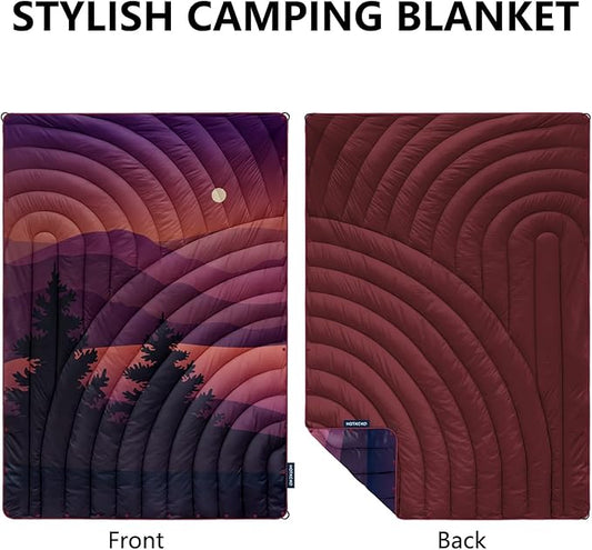 Camping Blanket,Lightweight Down Alternative Puffy Printed Camping Blanket Packable Outdoor Blanket for Camping,Traveling, Stadium, Hiking, Picnics