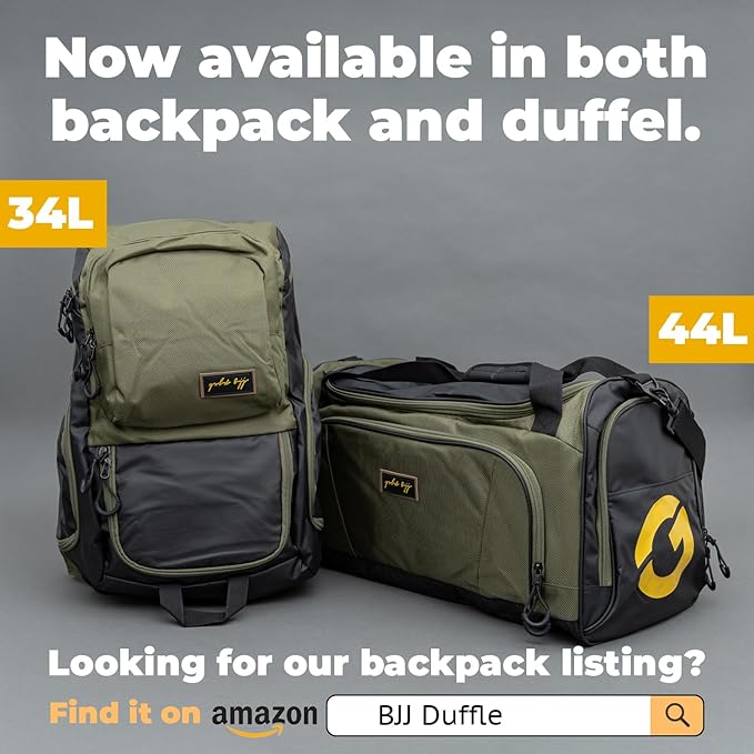 Gold BJJ Jiu Jitsu Backpack - Heavy Duty Gym Bag with Waterproof Gi Pocket