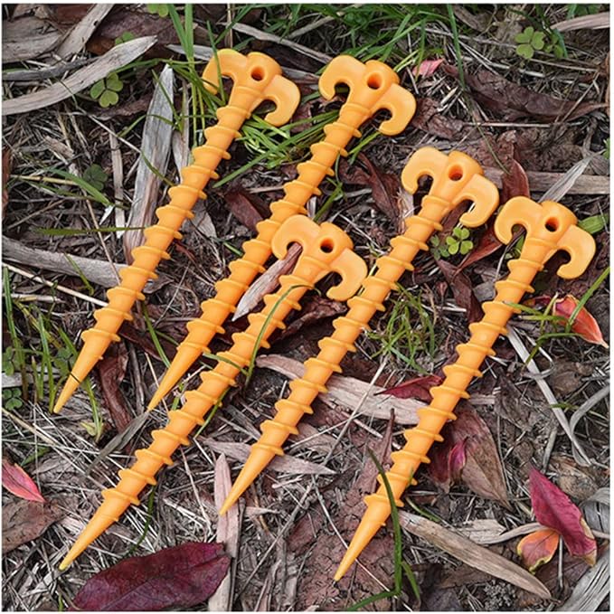 Inflatable Tent Stakes, 6 Pack Ultralight Plastic Camping Ground Heavy Duty, 8 Inch Tent Pegs Lightweight Garden Stakes for Outdoor Christmas Light Yard Stakes