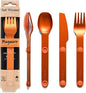 FULL WINDSOR - MAGWARE Magnetic Camping Cutlery Set - Travel Utensils for Camping, Cooking, and Outdoor Dining - Knife, Fork & Spoon - Portable Silverware with Pouch - Orange (3 PCS)